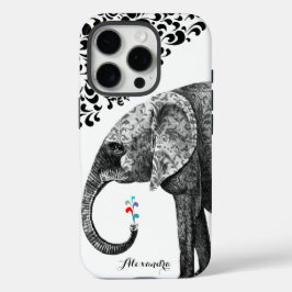 Personalisierter Elephant Damask iPhone 7 Fall iPhone 16 Pro Hülle