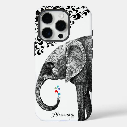 Personalisierter Elephant Damask iPhone 7 Fall Case-Mate iPhone Hülle (Rückseite)