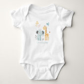 Personalisierter Elephant Giraffe Bird Animals Boy Baby Strampler (Vorderseite)