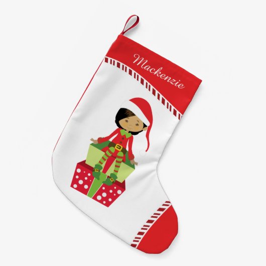 Personalisierter Elf Kleiner Weihnachtsstrumpf (Vorderansicht (hängend))