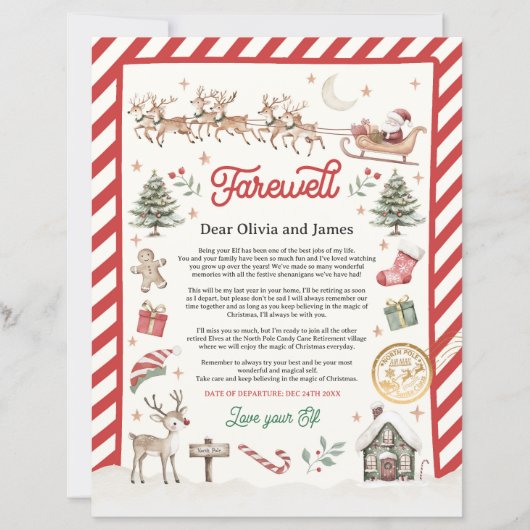 Personalisierter Elf-Ruhestand Brief Goodbye Elf (Vorderseite)