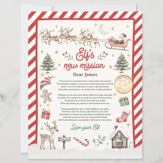 Personalisierter Elf-Ruhestand Brief Goodbye Elf (Vorderseite)