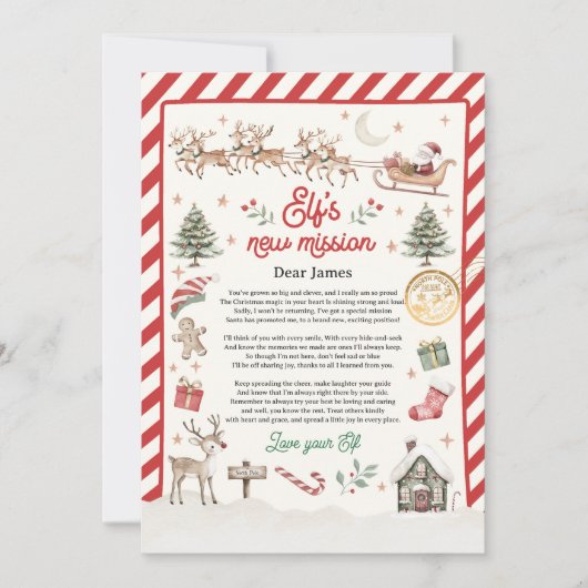 Personalisierter Elf-Ruhestand Brief Goodbye Elf Einladung (Vorderseite)