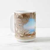 Personalisierter Elfenbeinküste 3D-Look Strand Kaffeetasse (Vorderseite Links)
