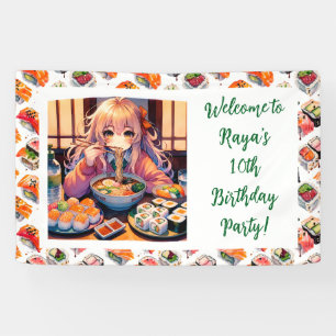 Personalisierter Empfang Sushi Themed Geburtstag Banner
