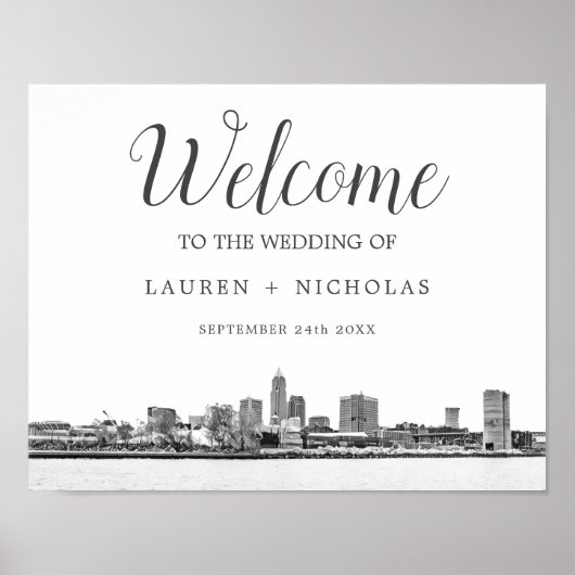 Personalisierter Empfang von Cleveland Skyline Poster (Vorne)