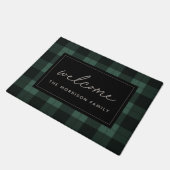 Personalisierter Empfang von Hunter Green & Black Fußmatte (Schrägansicht)