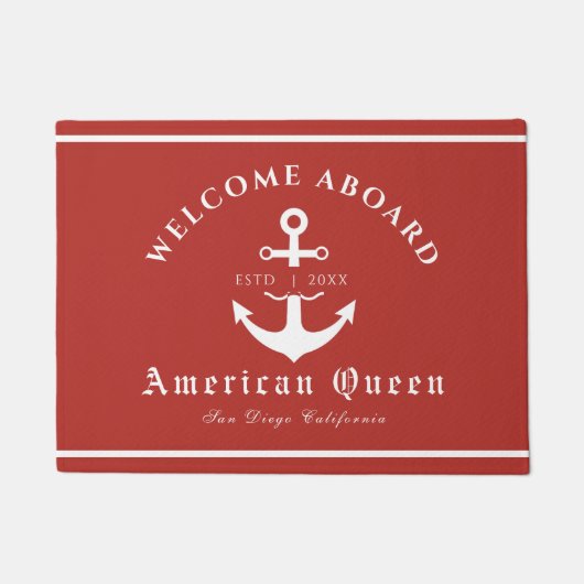 Personalisierter Empfang von Nautical Red Fußmatte (Vorderseite)