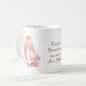 Personalisierter Engel-Initiale A mit Herz-Muster Kaffeetasse (Vorderseite Links)