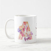 Personalisierter Engel-Initiale A mit Herz-Muster Kaffeetasse (Links)