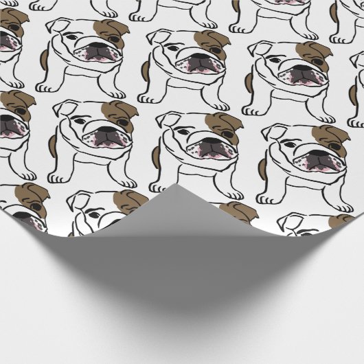 Personalisierter englischer Bulldoggen-Welpe Geschenkpapier (Ecke)