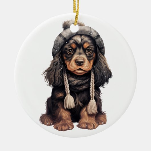 Personalisierter englischer Cocker Spaniel Dog Art Keramik Ornament (Vorne)