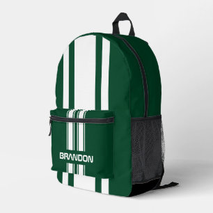 Personalisierter englischer grüner und weißer Renn Bedruckter Rucksack