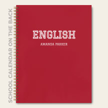 Personalisierter englischer Schulkalender Karmesin