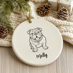 Personalisierter English Bulldog Hund Weihnachten Keramik Ornament