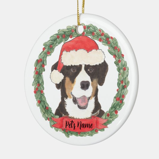 Personalisierter Entlebucher-Berghund Keramik Ornament (Links)