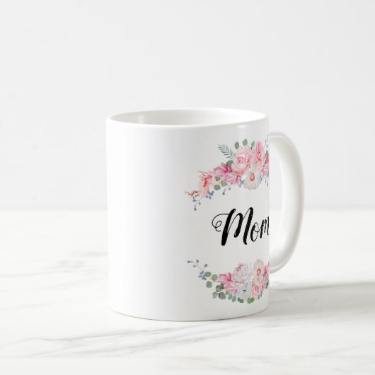 Personalisierter Entwurf mit Blumengrenze Kaffeetasse (VorderseiteRechts)