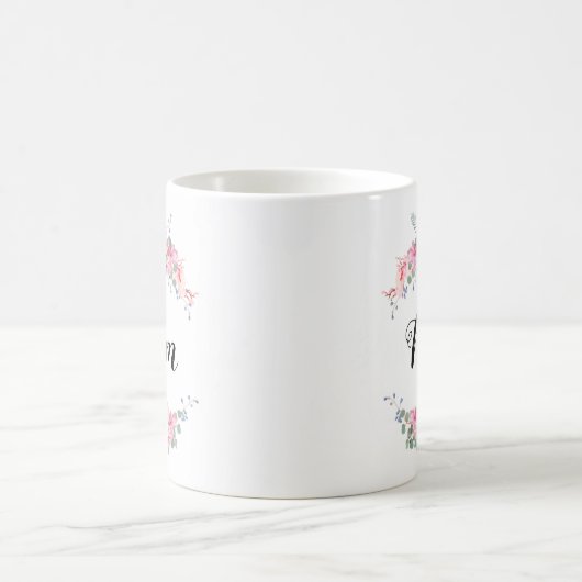Personalisierter Entwurf mit Blumengrenze Kaffeetasse (Mittel)