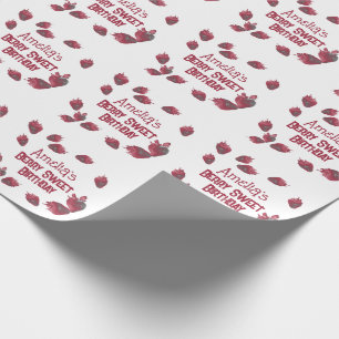 Personalisierter Erdbeer-Geburtstag Geschenkpapier