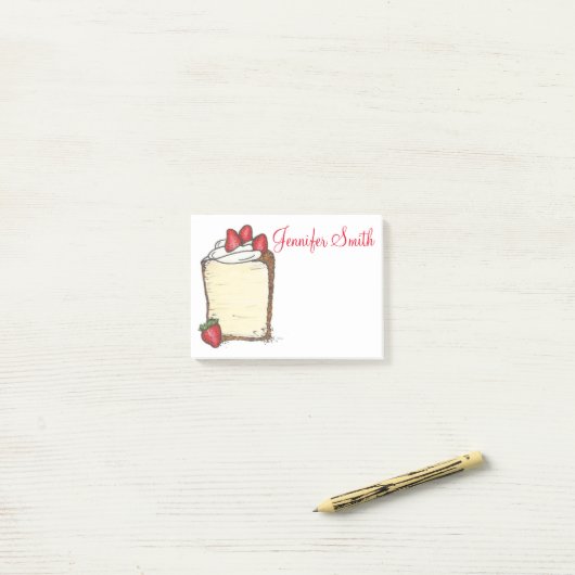 Personalisierter Erdbeerenkuchen Post-it Klebezettel (Auf Schreibtisch)
