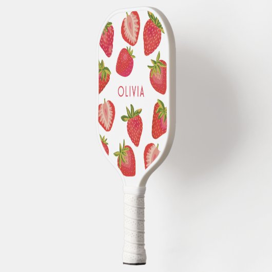 Personalisierter Erdbeername Pickleball Schläger (Links)