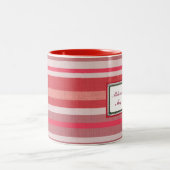Personalisierter Erdbeerroter Streifen Zweifarbige Tasse (Mittel)