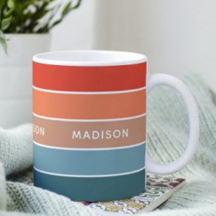 Personalisierter Erdtön-Farblock-Name-Geschenk Kaffeetasse