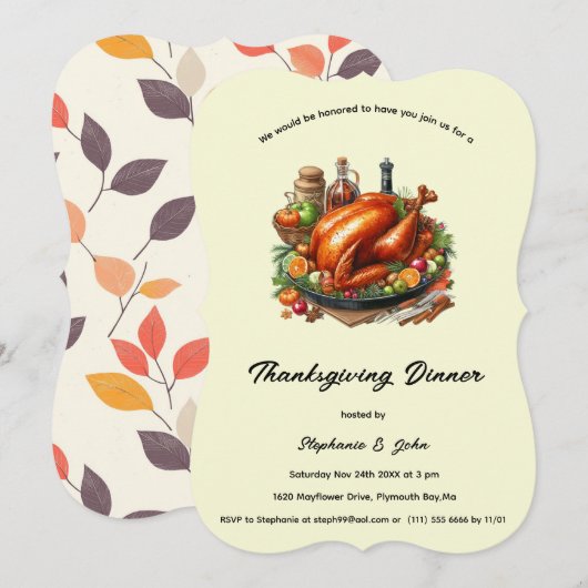 Personalisierter Erntedank Einladung (Vorne/Hinten)