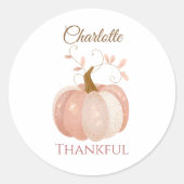 Personalisierter Erntedank - Fall Pumpkin dankbar Runder Aufkleber (Vorderseite)