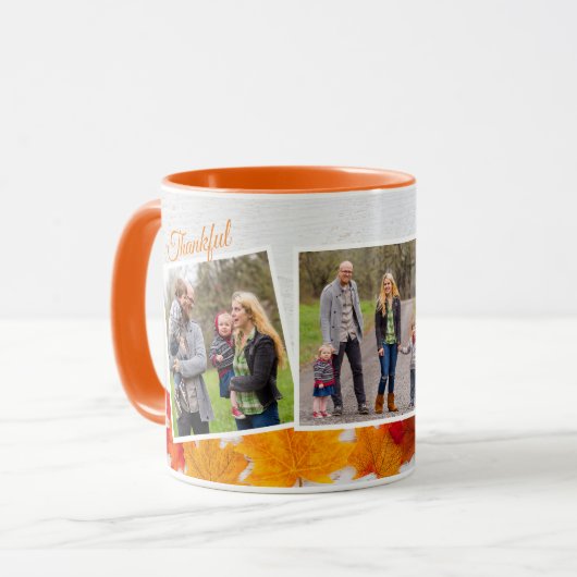 Personalisierter Erntedank Familie Foto Dankbar Tasse (Vorderseite Links)