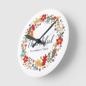Personalisierter Erntedank Glücklicher Fall Runde Wanduhr (Winkel)