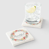 Personalisierter Erntedank Glücklicher Fall Steinuntersetzer (Seitenansicht)