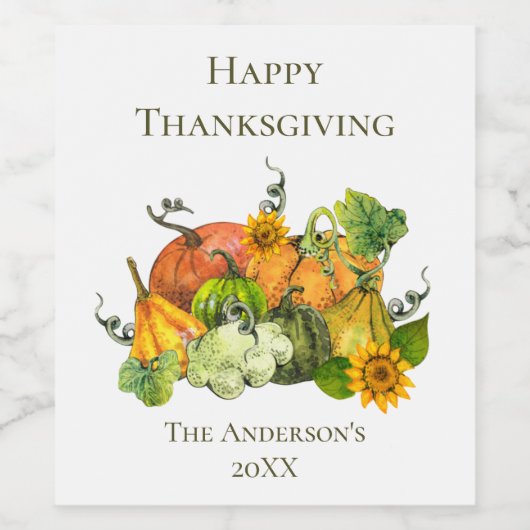 Personalisierter Erntedank Herbst Herbstkürme Weinetikett (Einzelnes Label)