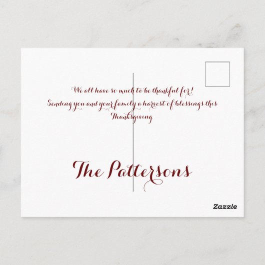 Personalisierter Erntedank Postkarte (Rückseite)