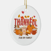 Personalisierter Erntedank Pumpkin THANKFUL Famili Keramik Ornament (Rechts)