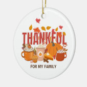 Personalisierter Erntedank Pumpkin THANKFUL Famili Keramik Ornament (Links)