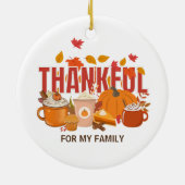 Personalisierter Erntedank Pumpkin THANKFUL Famili Keramik Ornament (Hinten)