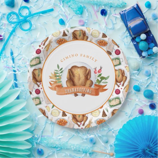 Personalisierter Erntedank Türkei Abendessen Papie Pappteller (Party)
