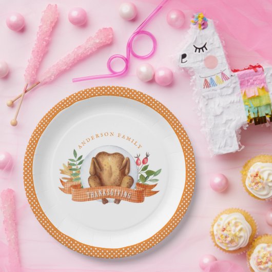Personalisierter Erntedank Türkei Abendessen Papie Pappteller (Party)