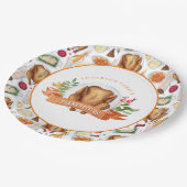 Personalisierter Erntedank Türkei Abendessen Pappteller (Schrägansicht)