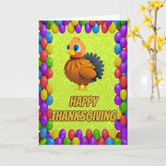 Personalisierter Erntedank Türkei Grußkarte Karte (Gelbe Blume)