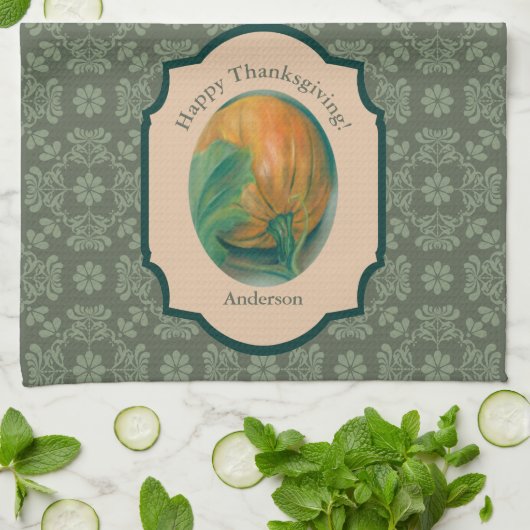 Personalisierter Erntedank von Herbst Pumpkin und Handtuch (Gefaltet)