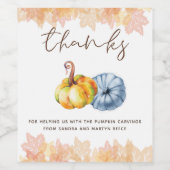 Personalisierter Erntedank Wasserfarbenkürbis Weinetikett (Einzelnes Label)