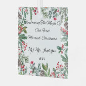 Personalisierter Erste Verheiratete Weihnachtsschm Ornament Aus Glas (Vorderseite links)