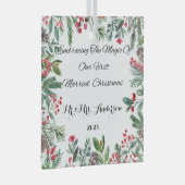 Personalisierter Erste Verheiratete Weihnachtsschm Ornament Aus Glas (Vorderseite Rechts)