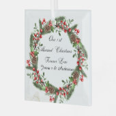 Personalisierter Erste Verheiratete Weihnachtsschm Ornament Aus Glas (Vorderseite links)
