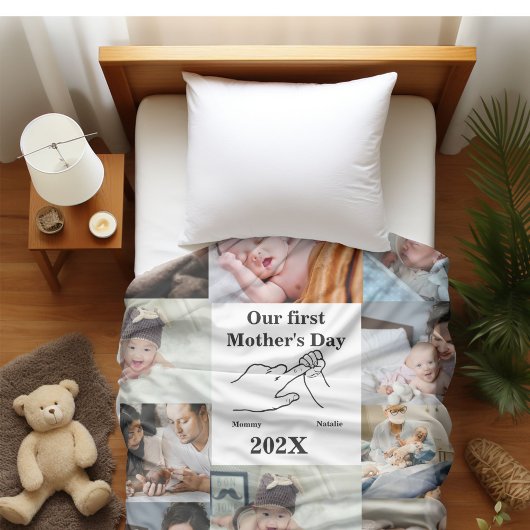 Personalisierter Ersten Muttertag FotoCollage Fleecedecke