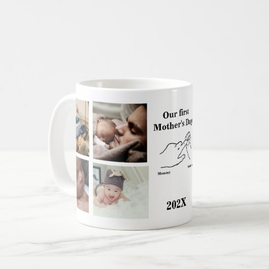 Personalisierter Ersten Muttertag FotoCollage Kaffeetasse (Vorderseite Links)