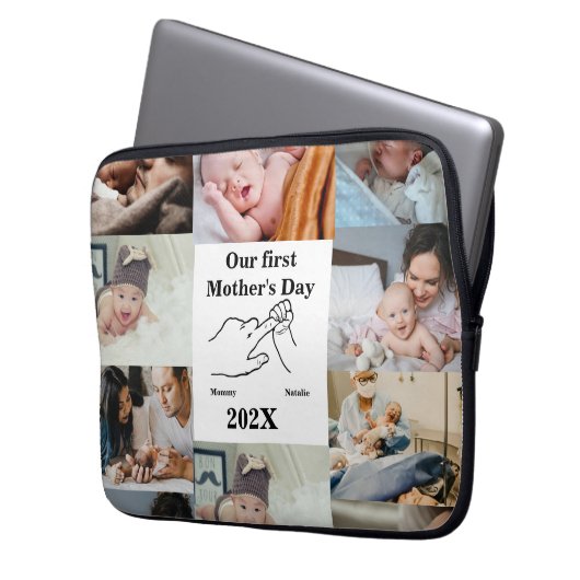Personalisierter Ersten Muttertag FotoCollage Laptopschutzhülle (Vorderseite Links)