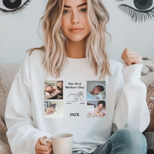 Personalisierter Ersten Muttertag FotoCollage Sweatshirt